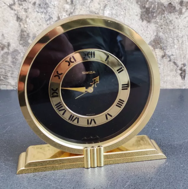 Orologio Sveglia Da Tavolo Swiza In Ottone Table Alarm Brass Vintage