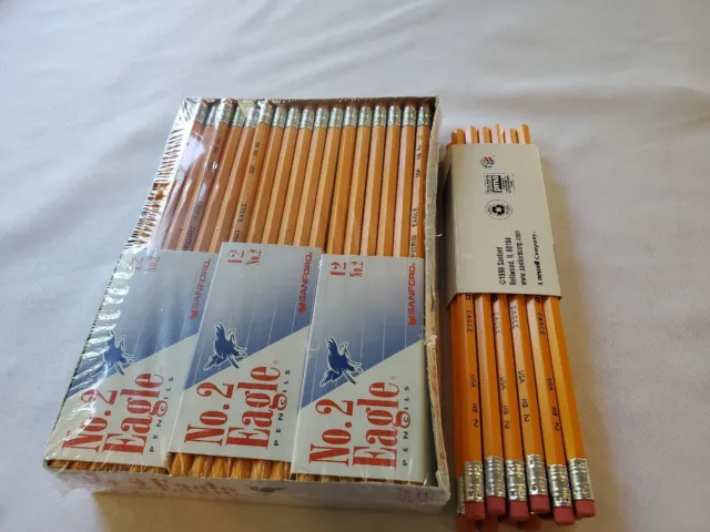 Sanford Eagle No. 2 Wooden Pencils Vtg 1998 84 Ct Box 12 packs sealed New