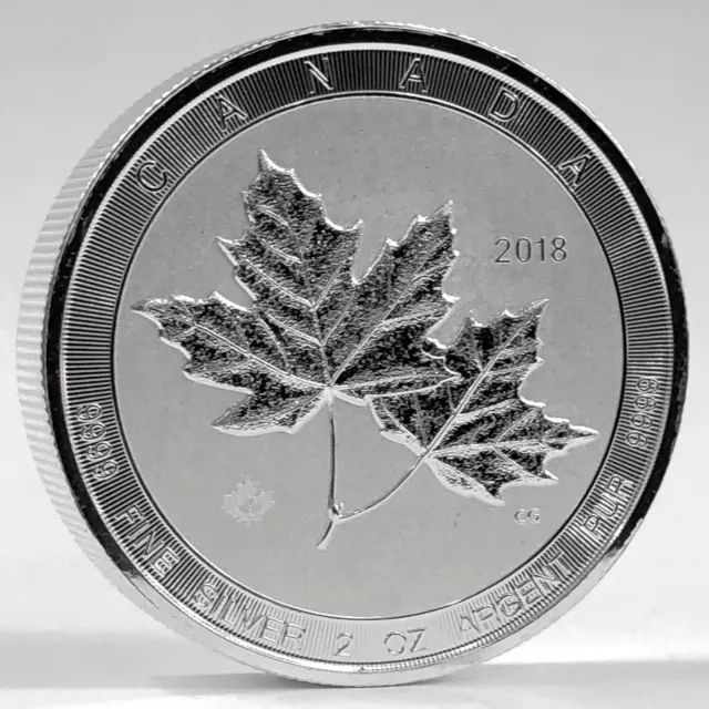 (1) 2018 Canada $10 Dollar 2oz .9999 Silver * TWIN MAPLE LEAF * Bullion Coin