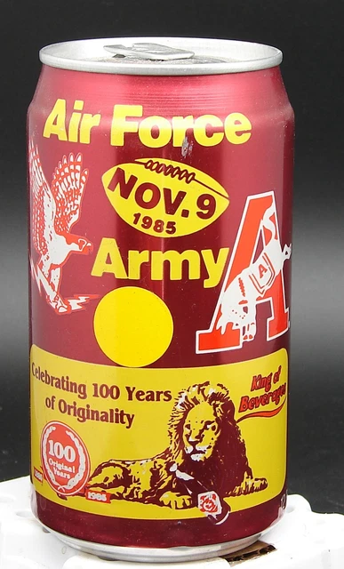 Dr Pepper; Denver, CO; Unopened soda pop can "Air Force Nov. 9 1985 Army"