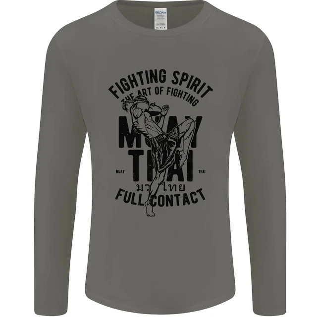 Muay Thai Full Contact Martial Arts MMA Mens Long Sleeve T-Shirt