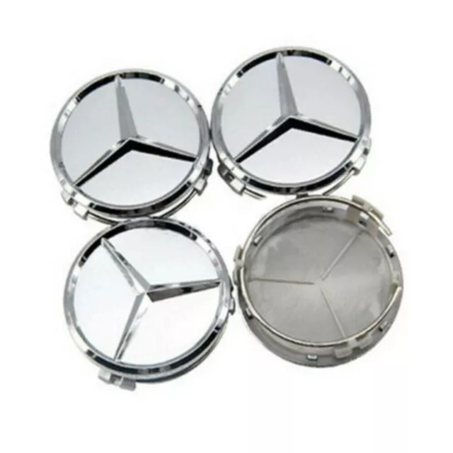 Für Mercedes Benz 4x 75mm Silber Nabendeckel Radkappe Emblem Felgenabdeckung  NE