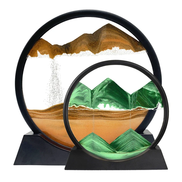 Moving 3D Sand Art Picture Round Glass Hourglass Deep Sea Sandscape Home Decor