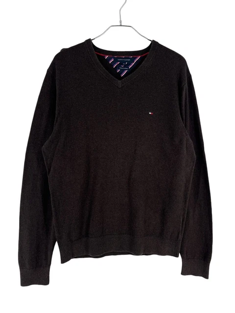 Pull En Cachemire Marron À Col En V Tommy Hilfiger Pour Homme Taille M