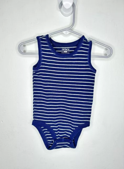 Carters Striped Tank One Piece Bodysuit Baby Boys Size 6 Months Navy Sleeveless