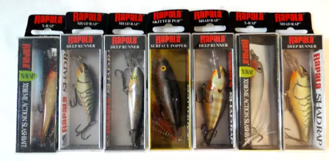 RAPALA FISHING LURES Shad Rap Deep Runner/Popper SP7 SR7 SR5 XR8 (7) NEW  $39.99 - PicClick