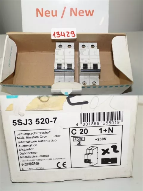 2 X Siemens 5SJ3520-7 Dispositif Disjoncteur 5SY7J35 MCB Circuit Breakerc C 20A