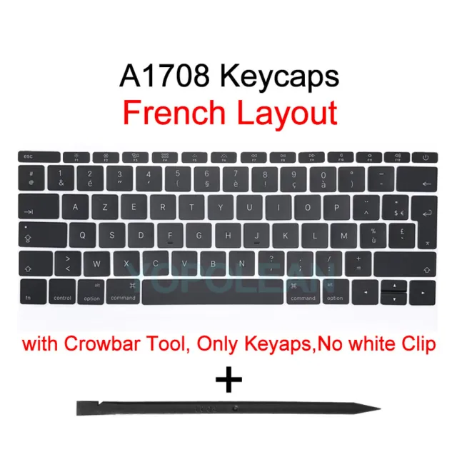 AZERTY French Keyboard keys keycaps For Macbook Pro Retina 13" A1708 2016 2017