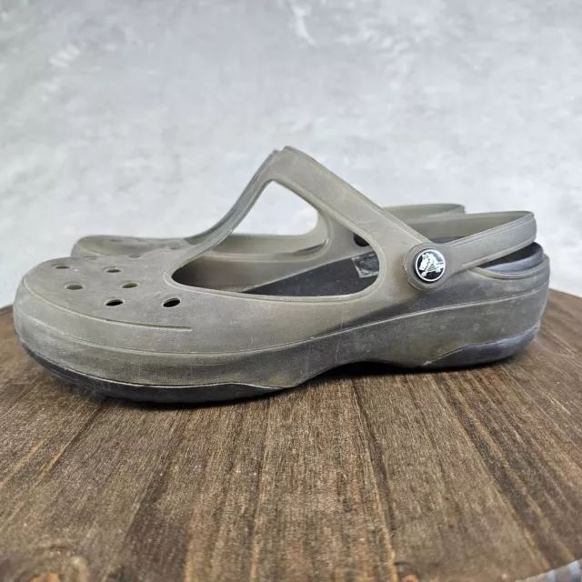 Crocs Carlie Women’s Size 11 Mary Jane Slip On Clogs Gray Jelly Cutout 18962 2