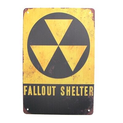 Vintage Fallout Shelter Metal Wall Sign Retro Tin Garage Man Cave Bar Pub Decor