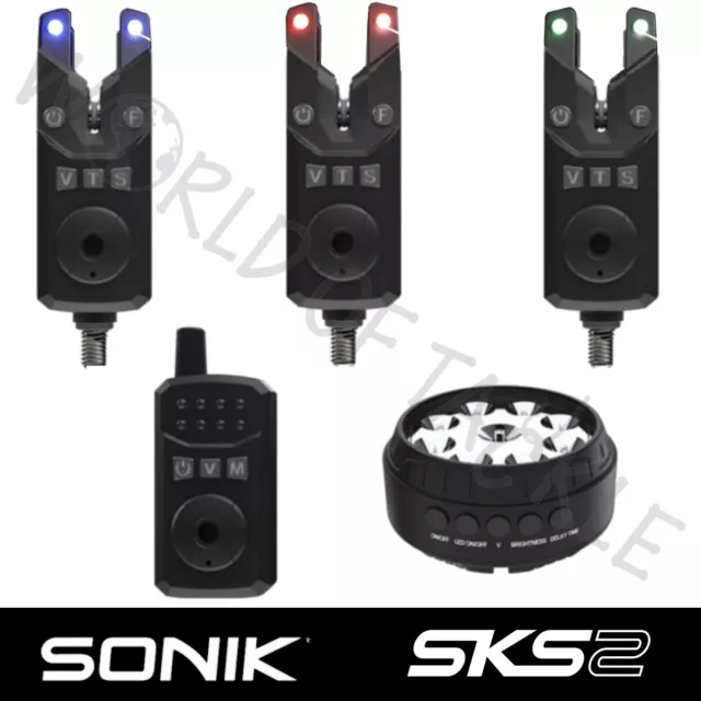 Sonik SKS2 Bite Alarm Set Receiver Bivvy Light 2 3 or 4 Rod Carp Fishing 2023