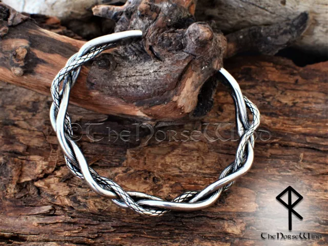 Viking Armring - Dragon Skin Twisted Bracelet: Men's Silver Torc, Norse Cuff 2