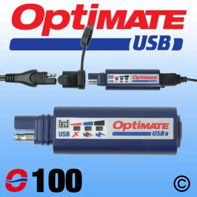 Original Optimate 12 V 2400mA USB Ladegerät und 3 LED Akku Monitor (SAE100) 2