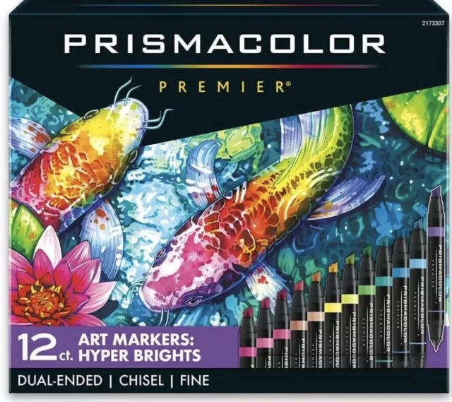 Prismacolor 3721 Premier Double-Ended Art Markers, Fine and Chisel Tip, 24-Count