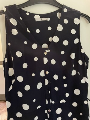 ladies Lovely navy spotty dress TU size 8