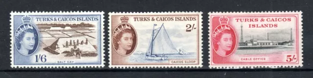 Turks and Caicos Islands 1957 1s 6d, 2s and 5s SG 247-49 MH