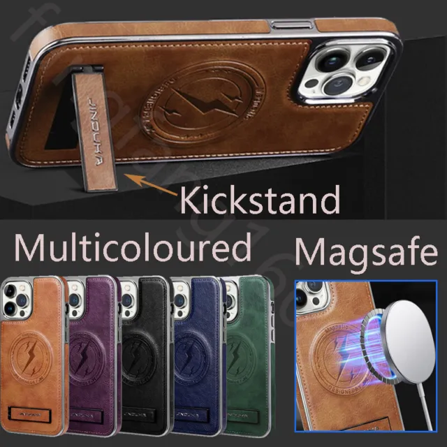 Luxury Leather Case iPhone 15 14 13 12 Pro Max Magnetic Kickstand New Case Cover