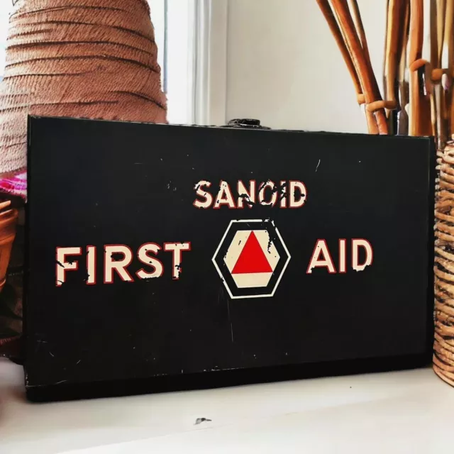 Vintage 1940s Sanoid First Aid Kit Metal Box
