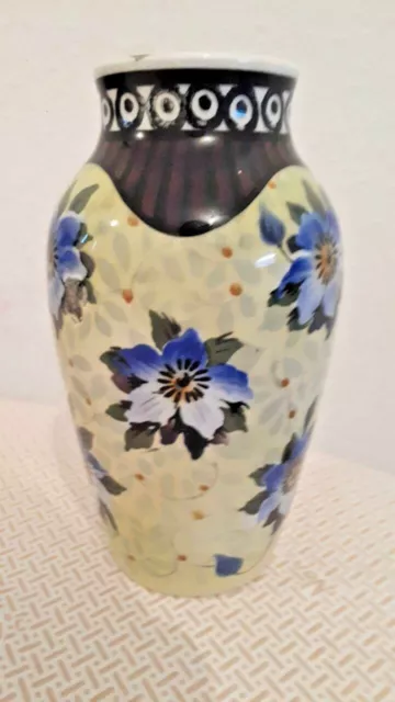 Rare Ancien Villeroy et Boch vase en faïence fleurs bleu