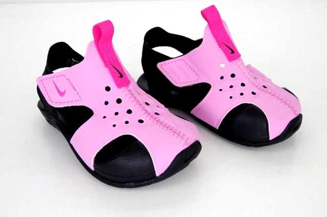 Nike Toddler Girls Sandals Size 21 UK 4.5 Sunray Protect Pink Black 943827-602