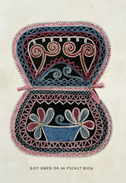 Original 1850 Seneca Native American Pocket Book Print,Purse,Indian,Old,New York