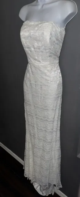 Davids Bridal GALINA Bohemian Lace Strapless Wedding Gown Dress Womens Medium 10