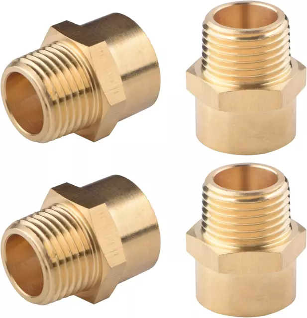 4 Pack 1/2" BSP to NPT Adapter, G 1/2 ( BSP ) Female Thread to US 1/2 NPT Male T