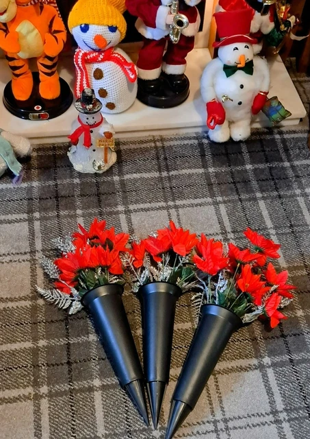 Natale Tomba Artificiale Spicchi Fiori Memoriale Punte di Natale Rosse