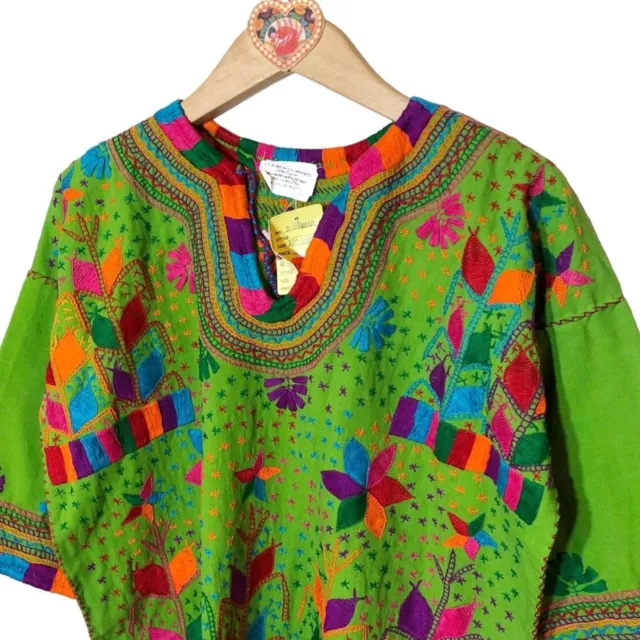 NWT Mazorca Hand Embroidered Mexican Top Cotton Womens One Size 3