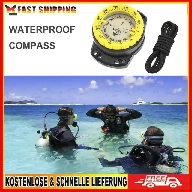 Outdoor-Camping-Kompass, wasserdicht, leuchtend, Unterwasseruhr (gelb)