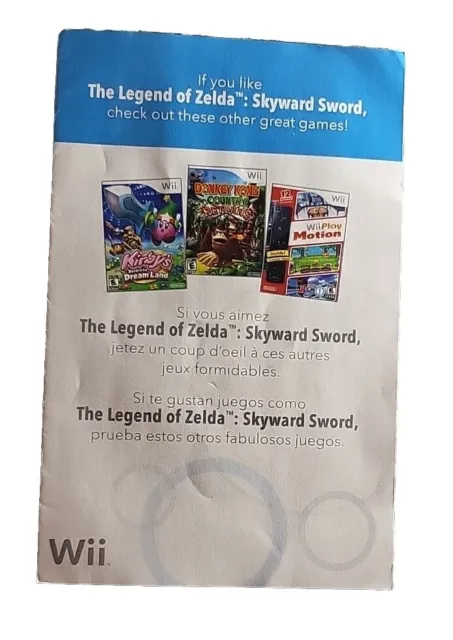 If You Like Legend Zelda Skyward Sword Nintendo INSERT ONLY Authentic