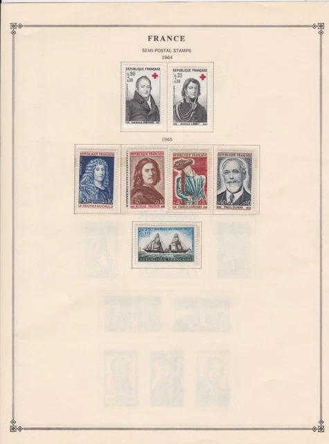 france semi postal stamps 1964-65 page mounted mint & used ref 17477
