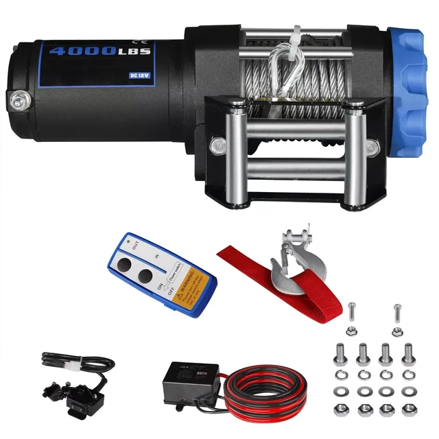 12V ELECTRIC WINCH steel cable wireless remote for recovery atv off ...