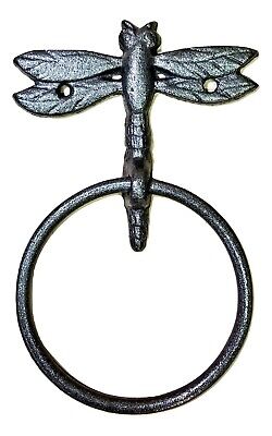 4" DRAGONFLY Towel Ring Cast Iron for Bath or Kitchen