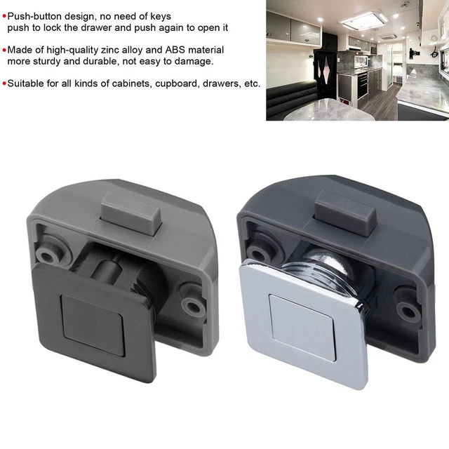 Push Button Catch Lock Cupboard Door Motorhome Cabinet Camper Caravan Latch Knob