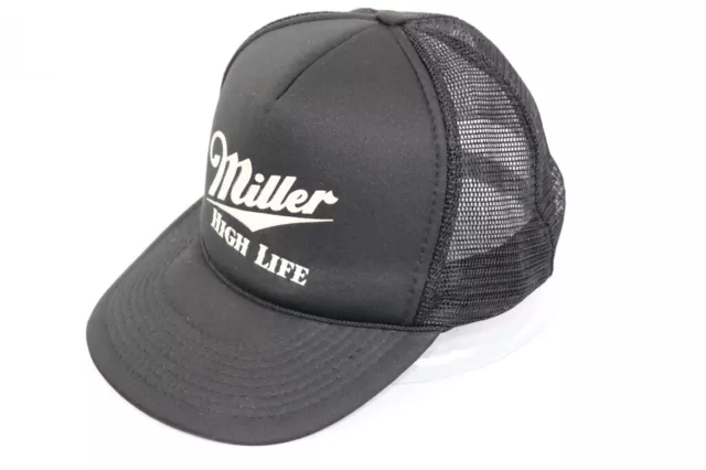 Vintage Miller High Life Trucker Hat 80s Beer Snapback Cap Black Designer Pro