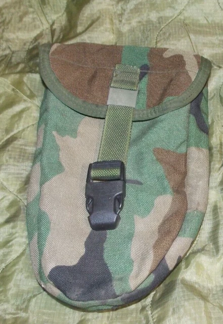 US Military Issue MOLLE Entrenching E-Tool Shovel Woodland Camo Pouch Carrier