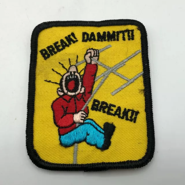 Vtg Break! Dammit! CB Radio Truckers Cap Hat Uniform Patch Funny   R8