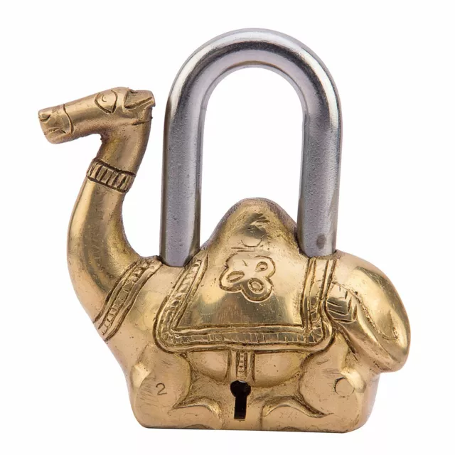 Kamel IN Golden Lackierung Schloss aus Messing Antik Stil Schlüssel