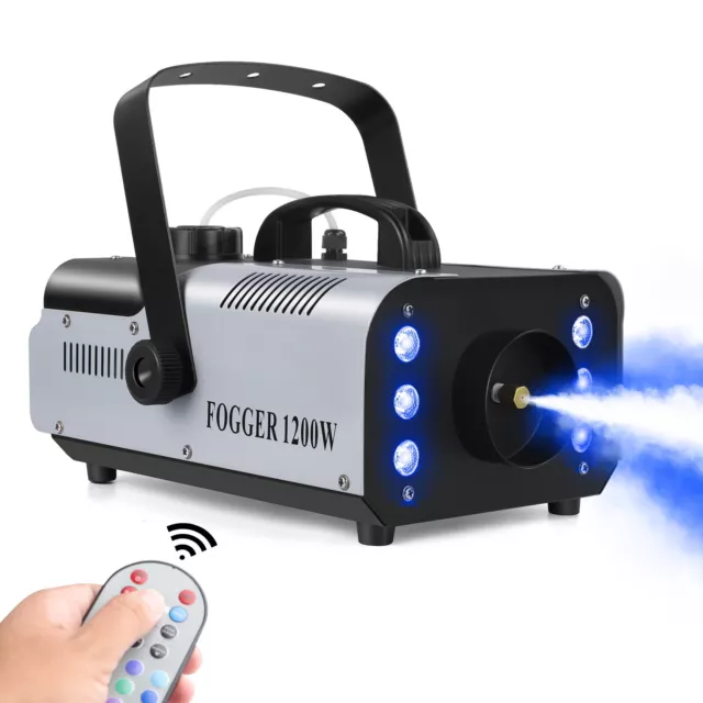 Smoke Fog Machine 1200W 6LED DJ Stage Fogger Effect RGB 3IN1 Multi Color &Remote