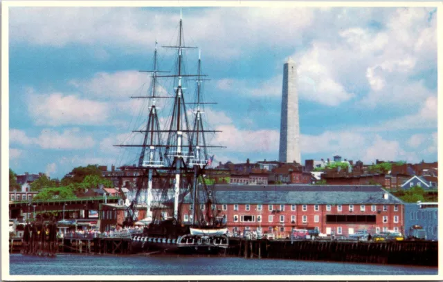 Boston Mass USS Constitution Old Ironsides ship Charleston Navy Yard postcard