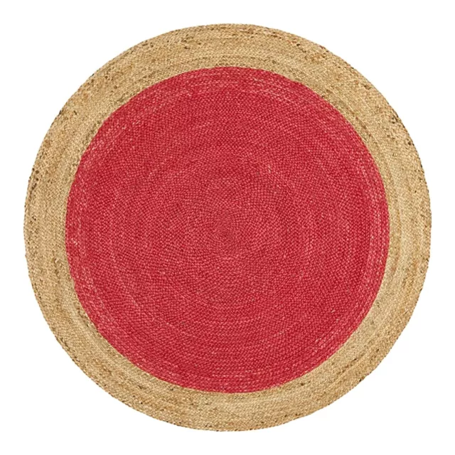 Jute Rug Reversible Braided Red Color Modern Round Rug Bohemian Rug Carpet Mat 2