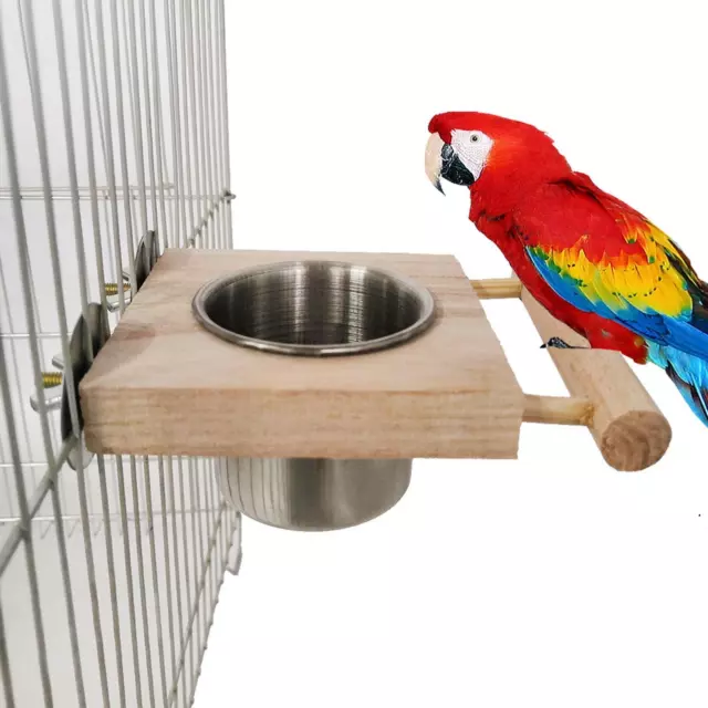 Mangeoire pour oiseaux bols d'alimentation suspendus support de perche en bois