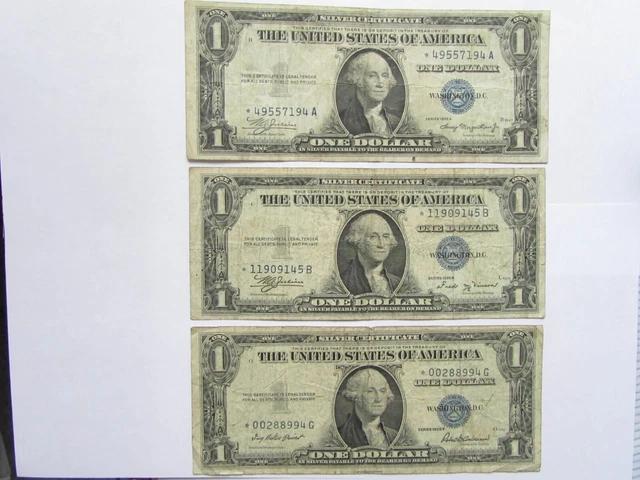 **RARE** 1935-A,B and F **STAR NOTES** $1 Dollar Blue Seal Silver Certificates