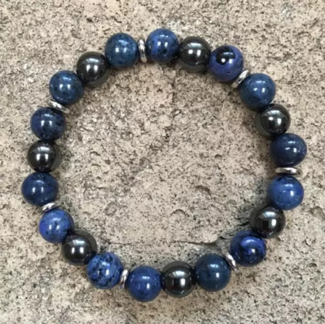 Dumortierite perles de pierre brassard mm bracelet homme brassard chakas stretchy guérison sutra