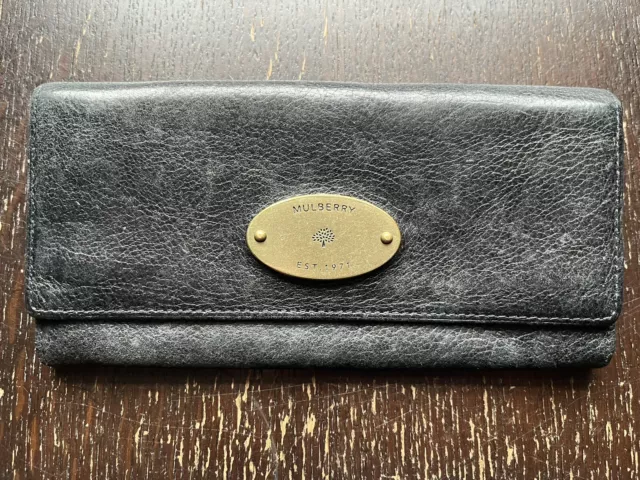 100% Genuine Mulberry Black Continental Soft Grain Purse Wallet