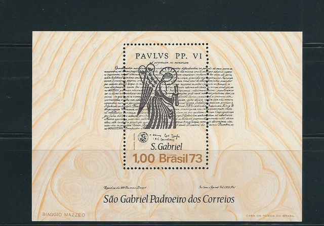 BRAZIL 1973 PROCLAMATION of POPE PAUL VI souvenir sheet (Scott 1308) VF MNH