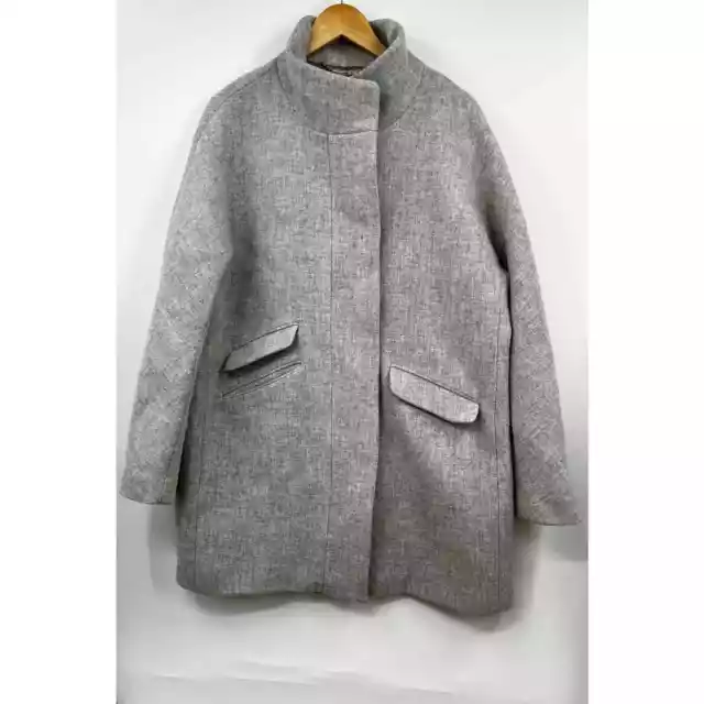 J.Crew Womens Coat Cocoon 16 Italian Stadium Cloth Wool Nello Gori Gray Pockets