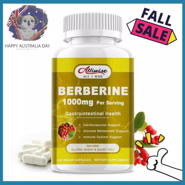 Premium Berberine HCL Extract 1000mg , Cardiovascular & Blood Sugar Support