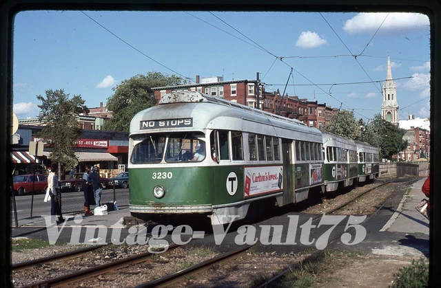 Original Slide Trolley 3230 Mbta Boston Kodachrome 1980 Beacon St